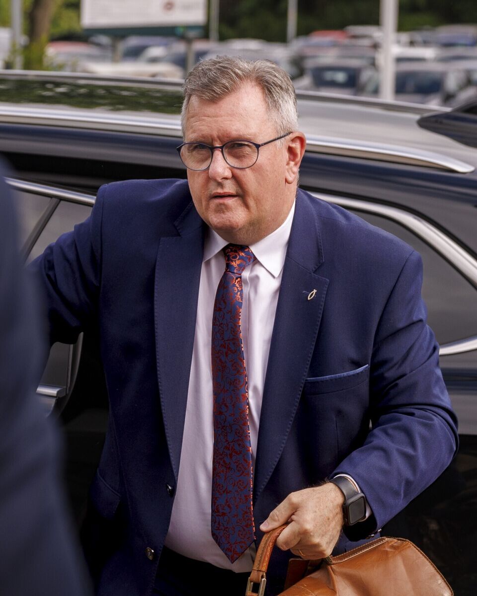 Jeffrey Donaldson arriving at Newry Crown Court, where he and his wife Eleanor Donaldson are accused of historical sexual offences. Picture: Liam McBurney/PA Wire Jeffrey Donaldson arriving at Newry Crown Court, where he and his wife Eleanor Donaldson are accused of historical sexual offences. Picture: Liam McBurney/PA Wire