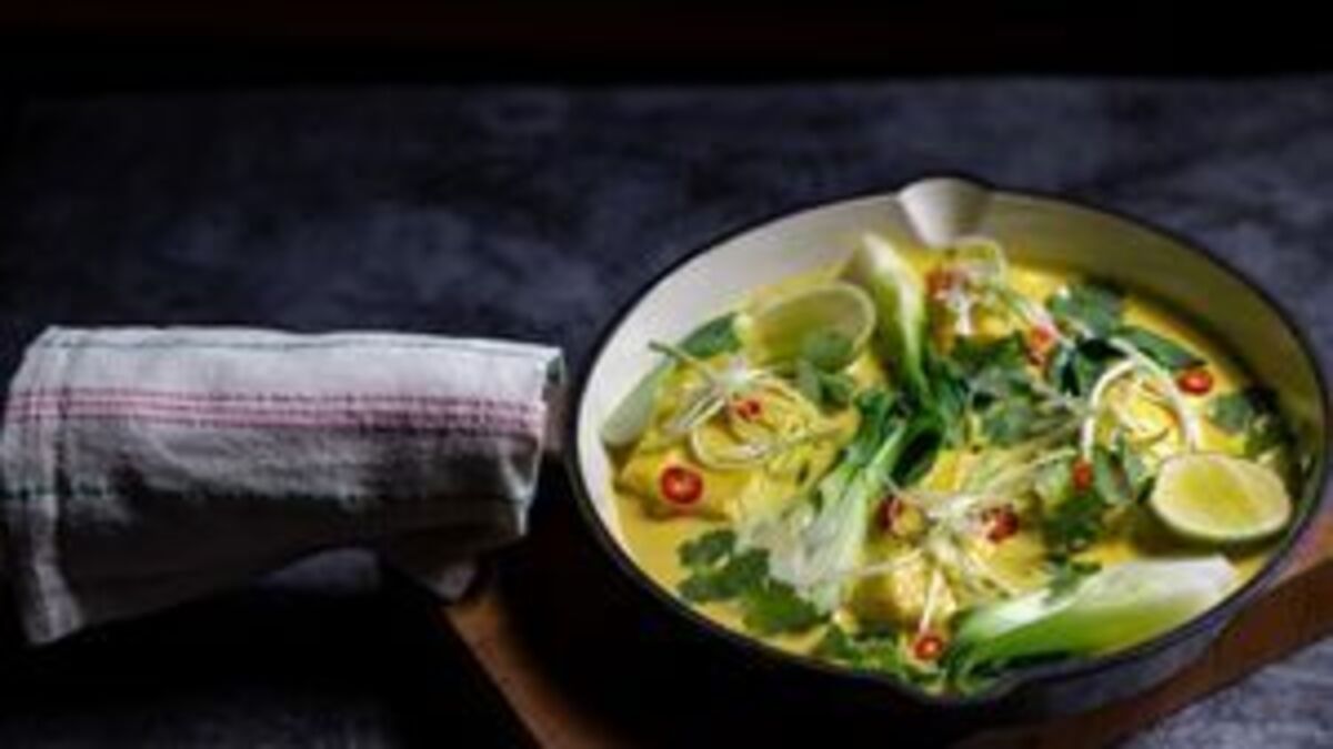 Coconut poached hake