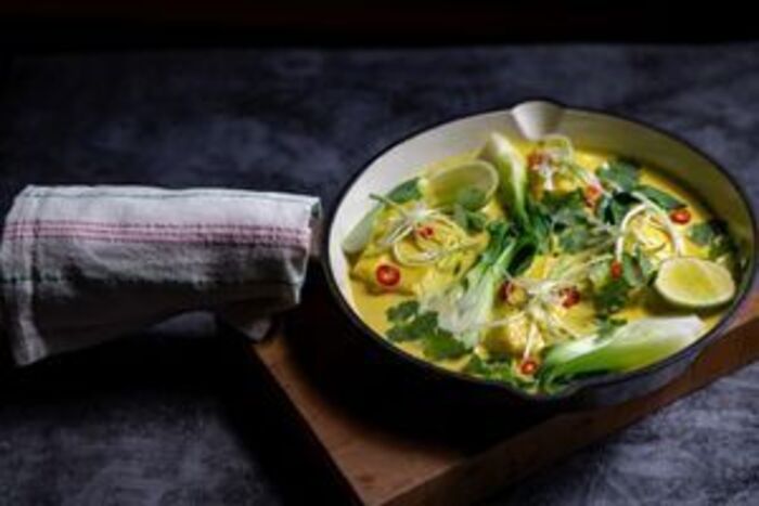 Coconut poached hake