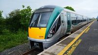 Modern Train at Cork Station Platform in Ireland