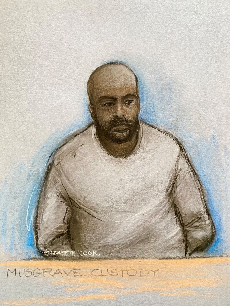 Court artist drawing of Sudanese national Hadi Alodid, 30 appearing via videolink at Belfast Magistrates Court. Picture: Elizabeth Cook/PA Wire Court artist drawing of Sudanese national Hadi Alodid, 30 appearing via videolink at Belfast Magistrates Court. Picture: Elizabeth Cook/PA Wire