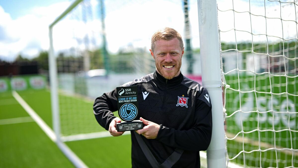 Dundalk's Daryl Horgan with his SSE Airtricity / SWI Player of the Month Award for May 2026 at Oriel Park. Pic: Ramsey Cardy/Sportsfile. Dundalk's Daryl Horgan with his SSE Airtricity / SWI Player of the Month Award for May 2026 at Oriel Park. Pic: Ramsey Cardy/Sportsfile.