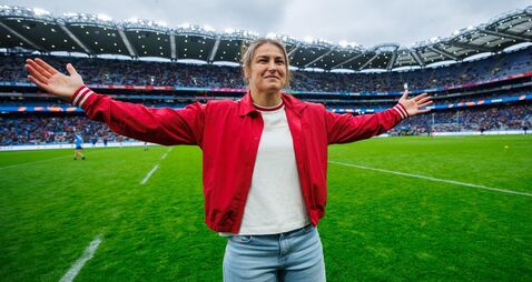 Katie Taylor greets the crowd at half-time 6/6/2026