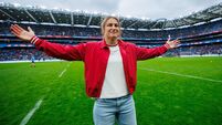 Katie Taylor greets the crowd at half-time 6/6/2026