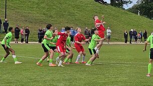 <p>CORK DERBY: Cork Schoolboys League take on West Cork in the Kennedy Cup quarter final. Pic: Paul Madden.</p>