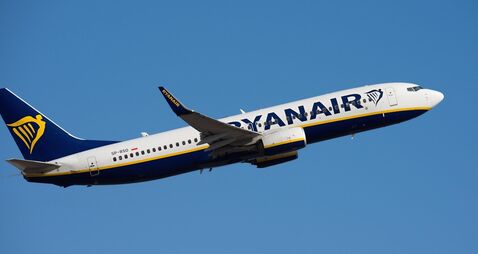 Tenerife, Spain may 8st, 2026. Boeing 737-8AS Ryanair airlines, flies in the blue sky. Takeoff at Tenerife Airport. Retracting t