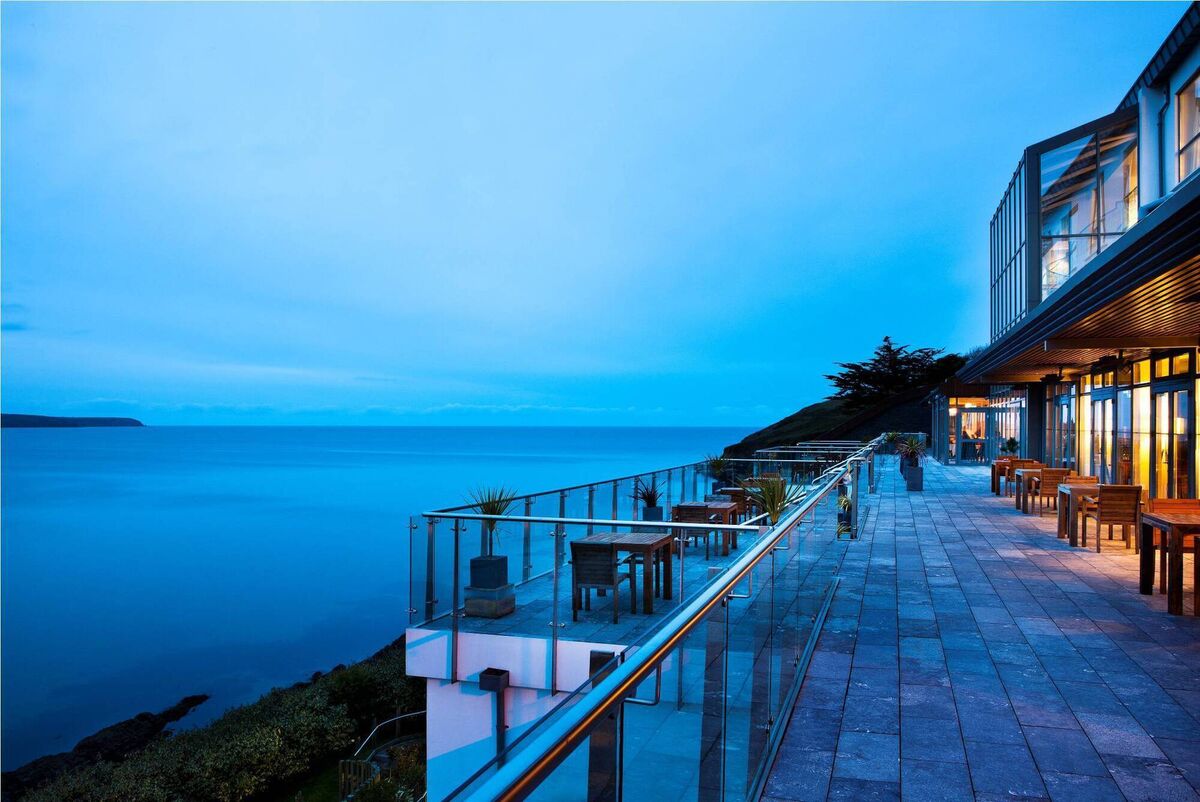 Dusk over Ardmore Cliff House's expansive terrace Dusk over Ardmore Cliff House's expansive terrace