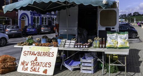 A market stall  in Bantry, County Cork, Ireland.