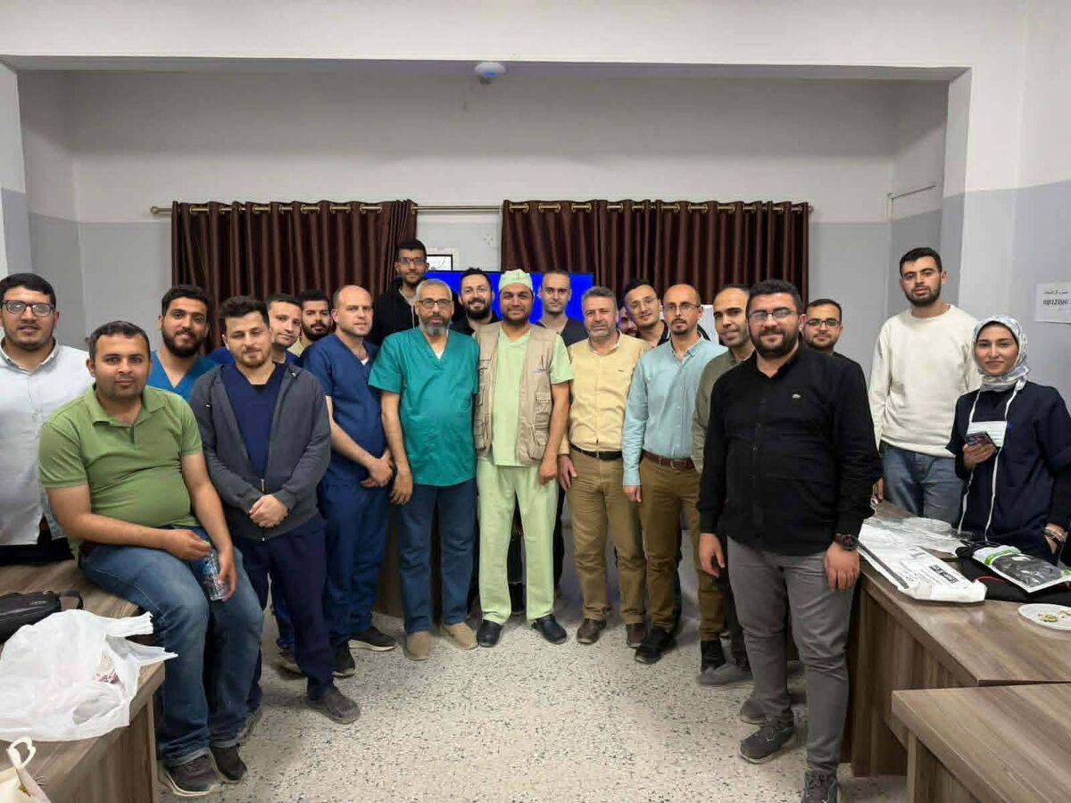 Mohammed Daoud, consultant general and upper GI at Galway University Hospital (fifth from front left) at Al-shifa hospital in Gaza where he performed surgeries as part of a medical mission. Mohammed Daoud, consultant general and upper GI at Galway University Hospital (fifth from front left) at Al-shifa hospital in Gaza where he performed surgeries as part of a medical mission.