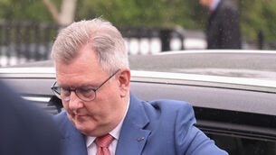 <p>Sir Jeffrey Donaldson arriving at Newry Crown Court, where he and his wife Lady Eleanor Donaldson are accused of historical sexual offences (Liam McBurney/PA)</p> <p>Sir Jeffrey Donaldson arriving at Newry Crown Court, where he and his wife Lady Eleanor Donaldson are accused of historical sexual offences (Liam McBurney/PA)</p>