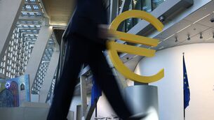 <p>A euro symbol statue at the headquarters of the European Central Bank. Picture: Bloomberg</p> <p>A euro symbol statue at the headquarters of the European Central Bank. Picture: Bloomberg</p>