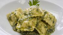 Italian ravioli stuffed with ricotta cheese and pesto
