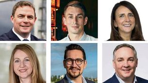 <p>New roles: (top row) Paul Hegarty, Oskar Persson, Maria Marta Perez Lippi; (bottom row) Dr Ciara Walsh, Malcolm Clancy, Brian O’Connell. </p> <p>New roles: (top row) Paul Hegarty, Oskar Persson, Maria Marta Perez Lippi; (bottom row) Dr Ciara Walsh, Malcolm Clancy, Brian O’Connell. </p>