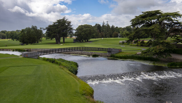 <p> A view of the 18th green beyond the River Maigue from the back of the 15th hole at Adare Manor. The erection of a four-lane motorway over the River Maigue has begun. Picture: Dan Linehan</p>