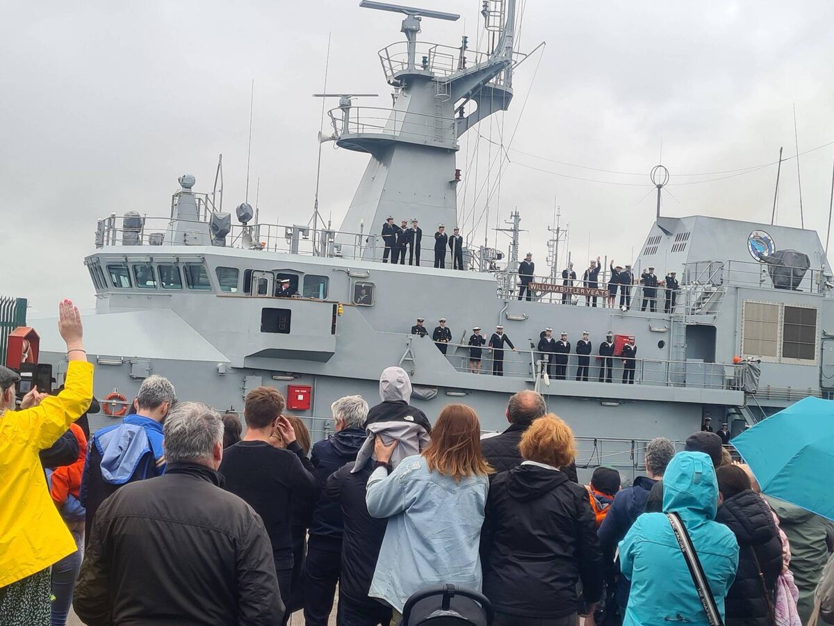 Crew from the LÉ William Butler Yeats greeting their families upon returning to Haulbowline from a six-week deployment in the Mediterranean as part Operation Irini. File picture Crew from the LÉ William Butler Yeats greeting their families upon returning to Haulbowline from a six-week deployment in the Mediterranean as part Operation Irini. File picture