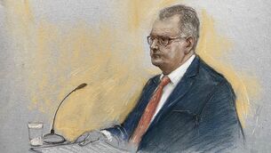 <p>Court artist drawing Jeffrey Donaldson in the witness box at Newry Crown Court, where he and his wife Eleanor Donaldson are accused of historical sexual offences. Picture: Elizabeth Cook /PA Wire</p> <p>Court artist drawing Jeffrey Donaldson in the witness box at Newry Crown Court, where he and his wife Eleanor Donaldson are accused of historical sexual offences. Picture: Elizabeth Cook /PA Wire</p>