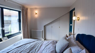 <p>Jennifer Sheahan's large bedroom window faces southwest. Picture: Moya Nolan</p>