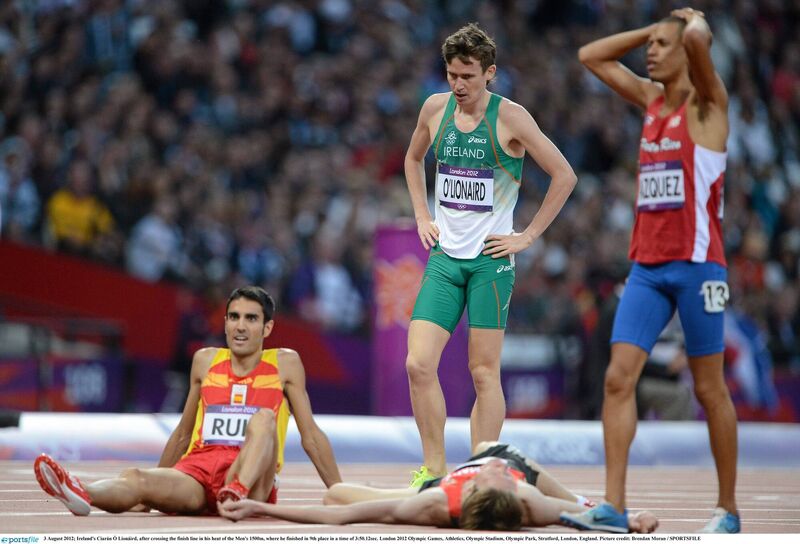 Ireland's Ciarán Ó Lionáird after crossing the finish line in his heat of the Men's 1500m, where he finished in ninth place in a time of 3:50.12 at the London 2012 Olympic Games. Picture: Brendan Moran/Sportsfile Ireland's Ciarán Ó Lionáird after crossing the finish line in his heat of the Men's 1500m, where he finished in ninth place in a time of 3:50.12 at the London 2012 Olympic Games. Picture: Brendan Moran/Sportsfile