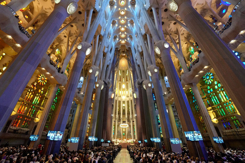 Pope Leo XIV celebrating Mass at the Basilica of the Sagrada Familia in Barcelona, Spain, on Wednesday. Picture: Bernat Armangue/AP Pope Leo XIV celebrating Mass at the Basilica of the Sagrada Familia in Barcelona, Spain, on Wednesday. Picture: Bernat Armangue/AP