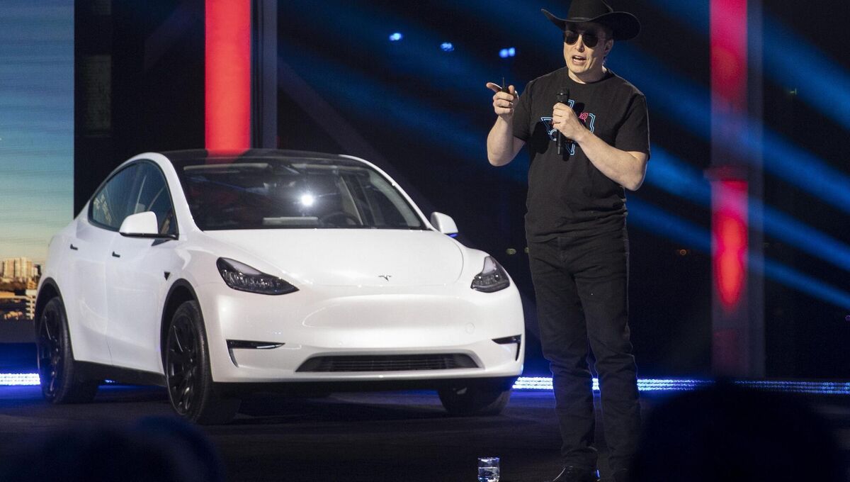 Tesla CEO Elon Musk speaks at the "Cyber Rodeo" grand opening celebration for the new $1.1 billion Tesla Giga Texas manufacturing facility in Austin, Texas, on Thursday, April 7, 2022. (Jay Janner /Austin American-Statesman via AP) Tesla CEO Elon Musk speaks at the "Cyber Rodeo" grand opening celebration for the new $1.1 billion Tesla Giga Texas manufacturing facility in Austin, Texas, on Thursday, April 7, 2022. (Jay Janner /Austin American-Statesman via AP)