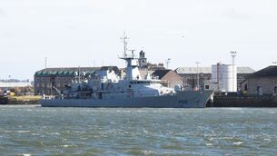 <p>The Irish Naval Service ship, LÉ James Joyce (P62), at the Naval Base, Haulbowline, Co. Cork. File picture: Denis Minihane.</p>