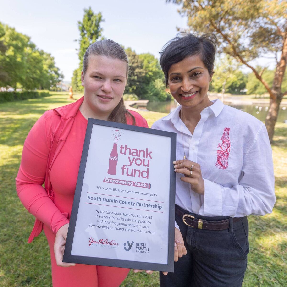 Sophie Carroll, South Dublin County Partnership member; Amruta Vaidya, Coca-Cola Ireland country manager 