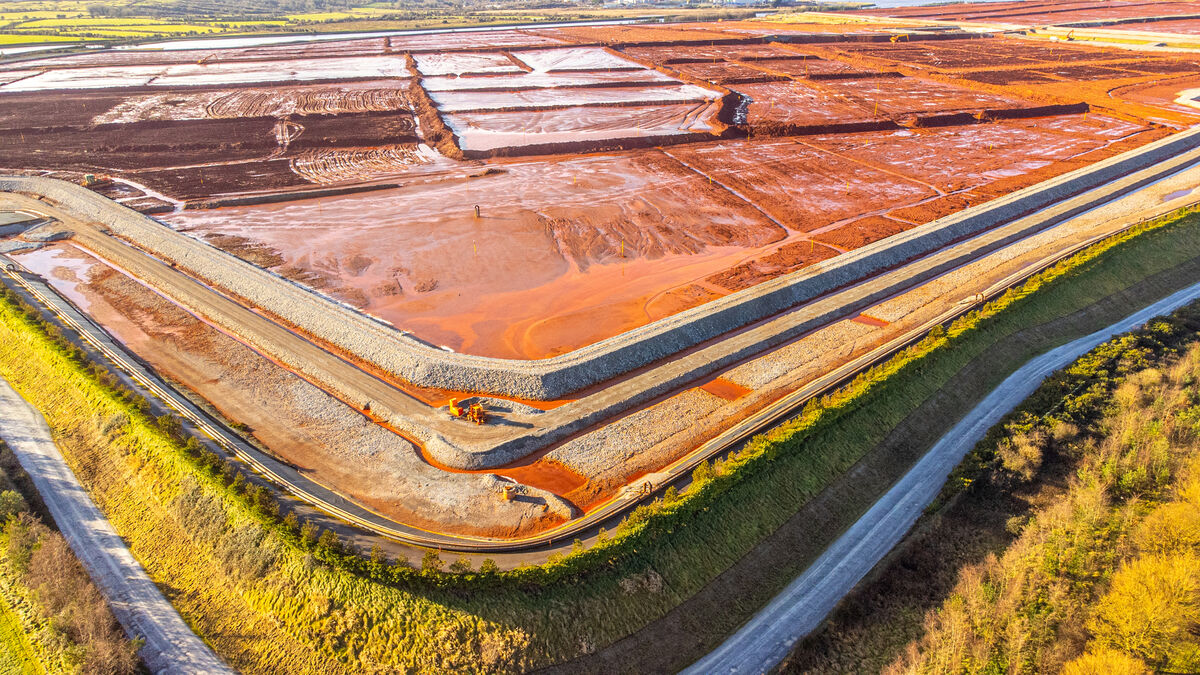The red mud waste by-product lakes at the Aughinish Alumina refinery on the Shannon Estuary near Foynes, Co Limerick. Picture: Neil Michael