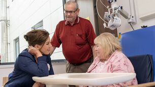 <p>Minister for health Jennifer Carroll MacNeill (left) meeting with patient Betty O'Sullivan (right) from Glanworth and her husband Pat (centre). Picture: Brian Lougheed </p> <p>Minister for health Jennifer Carroll MacNeill (left) meeting with patient Betty O'Sullivan (right) from Glanworth and her husband Pat (centre). Picture: Brian Lougheed </p>