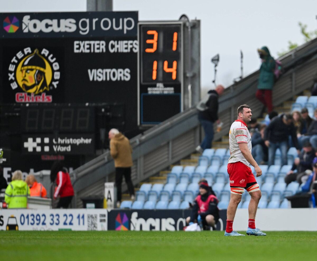 After failing to progress from their Champions Cup pool, Munster were eliminated from the Challenge Cup by Exeter. Pic: Paul Phelan/Sportsfile After failing to progress from their Champions Cup pool, Munster were eliminated from the Challenge Cup by Exeter. Pic: Paul Phelan/Sportsfile