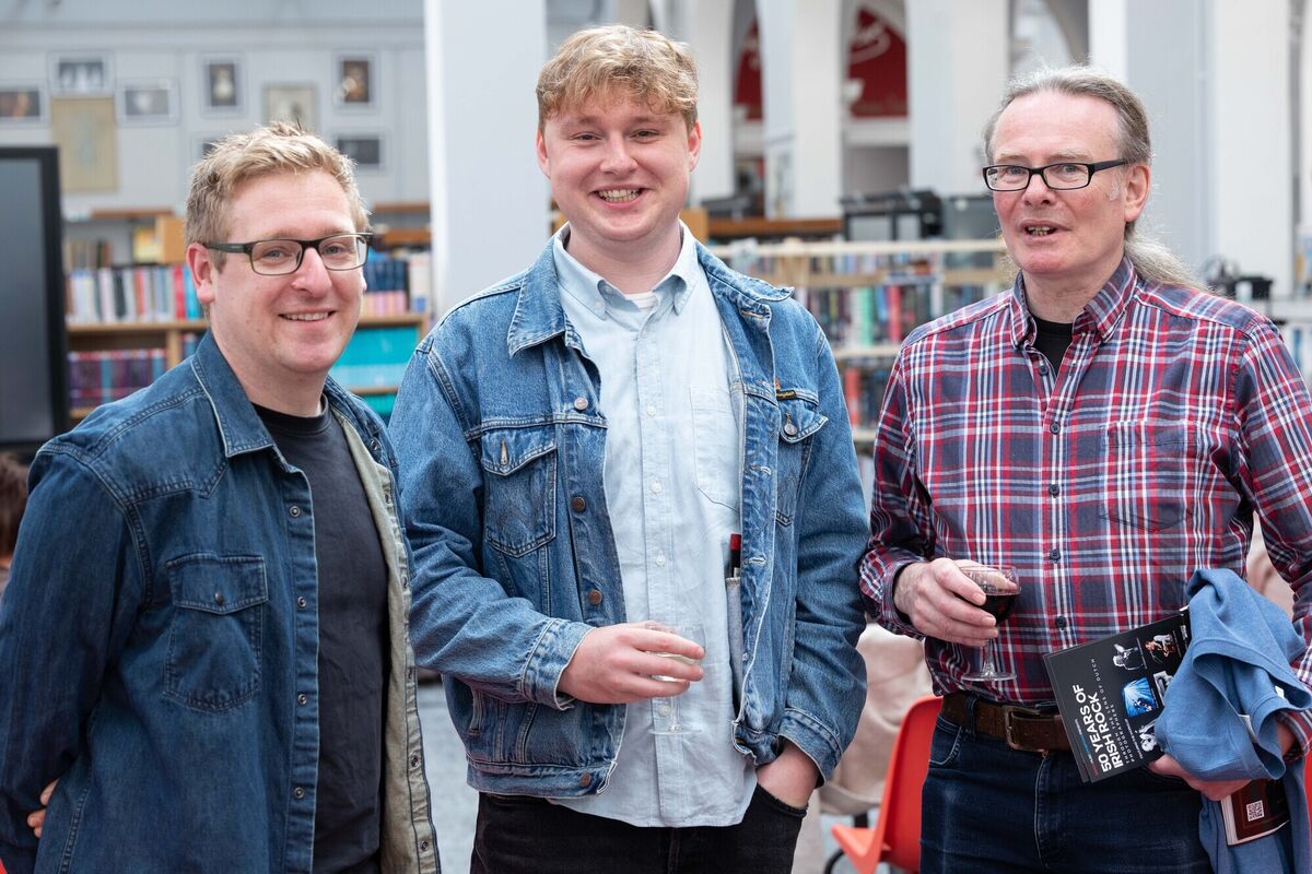 Kieran Rigby, John Fitzgerald, and Benny Cuddihy at the City Library for the launch. Kieran Rigby, John Fitzgerald, and Benny Cuddihy at the City Library for the launch.