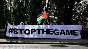 <p>The Stop The Game campaign noted the tennis ball protest during the recent men’s friendly against Qatar was only the start of their protests. Pic: Paul Phelan/Sportsfile</p>
