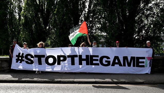<p>The Stop The Game campaign noted the tennis ball protest during the recent men’s friendly against Qatar was only the start of their protests. Pic: Paul Phelan/Sportsfile</p>