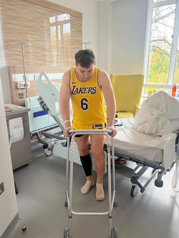 FIRST STEPS: Dara Moynihan is back on his feet and back on the field - a long way from the morning he couldn't put on his shoes and socks FIRST STEPS: Dara Moynihan is back on his feet and back on the field - a long way from the morning he couldn't put on his shoes and socks