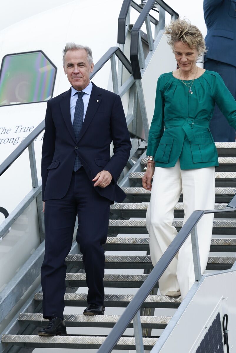 Canadian prime minister Mark Carney and his wife Diana Fox Carney arriving at Dublin airport at the start of his visit to Ireland. Picture: Conor O Mearain/PA Wire Canadian prime minister Mark Carney and his wife Diana Fox Carney arriving at Dublin airport at the start of his visit to Ireland. Picture: Conor O Mearain/PA Wire