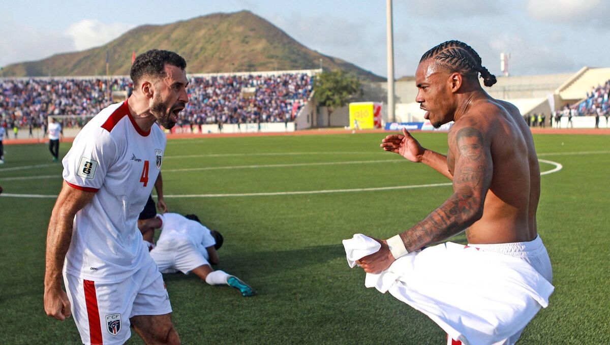 Roberto 'Pico' Lopes, left, and Garry Rodrigues of Cape Verde celebrate their side's qualification for the 2026 FIFA World Cup. Picture: Cristiano Barbosa/Sportsfile Roberto 'Pico' Lopes, left, and Garry Rodrigues of Cape Verde celebrate their side's qualification for the 2026 FIFA World Cup. Picture: Cristiano Barbosa/Sportsfile