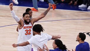 <p>Karl-Anthony Towns of the New York Knicks celebrates after his team's 107-106 victory against the San Antonio Spurs. Pic: Al Bello/Getty Images)</p> <p>Karl-Anthony Towns of the New York Knicks celebrates after his team's 107-106 victory against the San Antonio Spurs. Pic: Al Bello/Getty Images)</p>