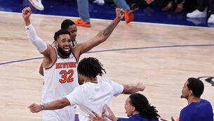 <p>Karl-Anthony Towns of the New York Knicks celebrates after his team's victory against the San Antonio Spurs. Pic: Al Bello/Getty Images</p> <p>Karl-Anthony Towns of the New York Knicks celebrates after his team's victory against the San Antonio Spurs. Pic: Al Bello/Getty Images</p>