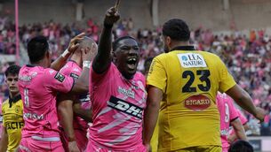 <p>Stade Français' French number 8 Yoan Tanga celebrates after his team scores a try against La Rochelle. Pic: GEOFFROY VAN DER HASSELT / AFP via Getty Images</p> <p>Stade Français' French number 8 Yoan Tanga celebrates after his team scores a try against La Rochelle. Pic: GEOFFROY VAN DER HASSELT / AFP via Getty Images</p>