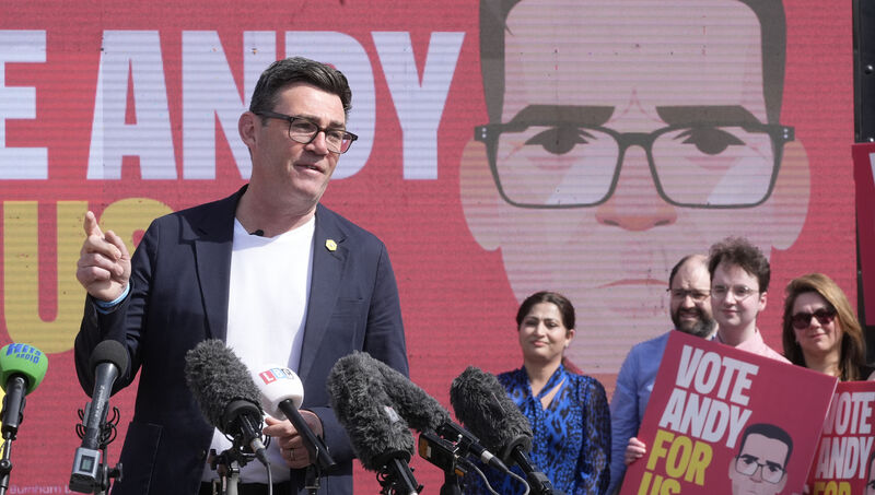 Andy Burnham makes a speech surrounded by supporters at the launch of his campaign as Labour's candidate for the Makerfield by-election during a press conference in Ashton-in-Makerfield, Greater Manchester last month. Picture: PA Andy Burnham makes a speech surrounded by supporters at the launch of his campaign as Labour's candidate for the Makerfield by-election during a press conference in Ashton-in-Makerfield, Greater Manchester last month. Picture: PA