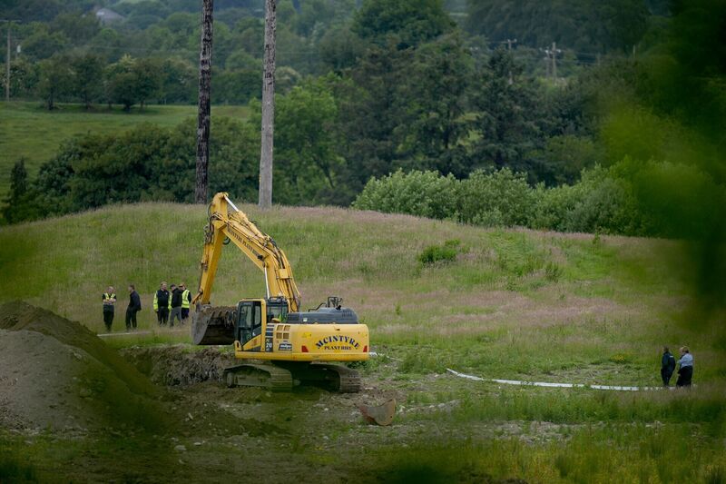 The scene at an area of open ground in Co Wicklow, near the border with Co Kildare, where gardaí are investigating the murders of Jo Jo Dullard and Deirdre Jacob in the 1990s are conducting a search. Picture: Niall Carson/PA The scene at an area of open ground in Co Wicklow, near the border with Co Kildare, where gardaí are investigating the murders of Jo Jo Dullard and Deirdre Jacob in the 1990s are conducting a search. Picture: Niall Carson/PA