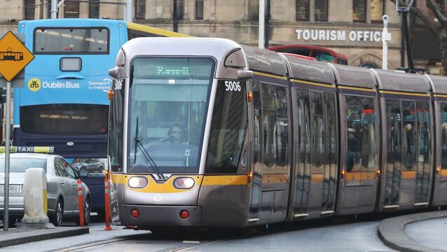 <p>The scene is currently cordoned off for a technical examination, with Luas Green Line services suspended in the area and local traffic diversions in place.</p>