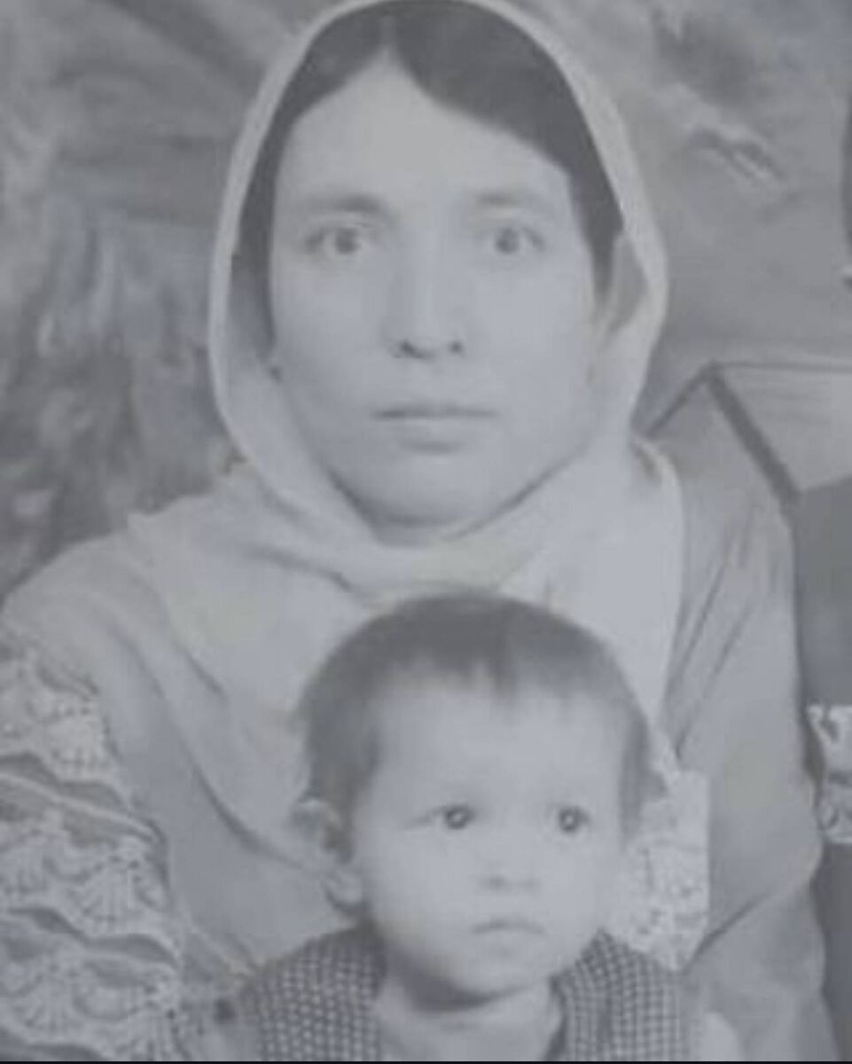 Mahbooba Faiz as a baby on the lap of her mother, Ruqia Alizadah. Mahbooba Faiz as a baby on the lap of her mother, Ruqia Alizadah.
