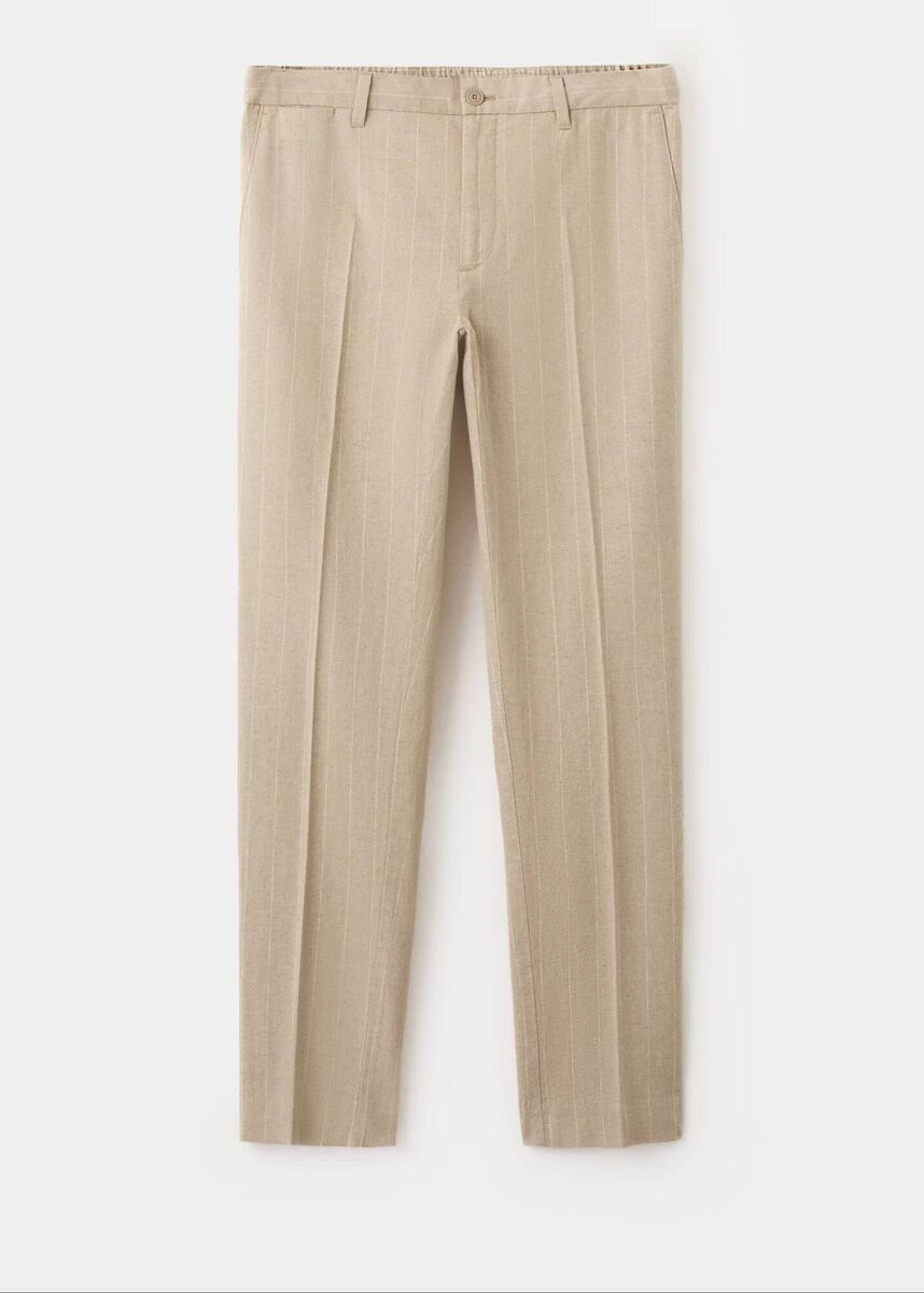Oatmeal Linen Blend Trousers, €59.99, Mango. Oatmeal Linen Blend Trousers, €59.99, Mango.