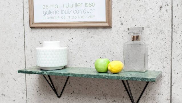 <p>The Trivisan green marble shelf.</p>