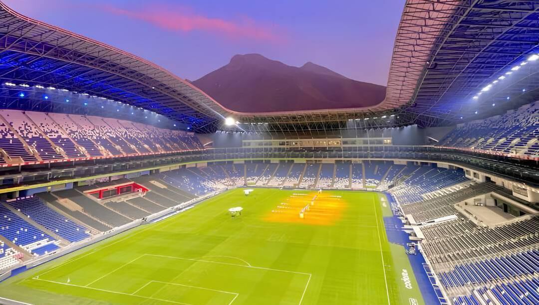 The spectacular Monterrey stadium, where the pitch was designed and constructed by SIS Pitches. The spectacular Monterrey stadium, where the pitch was designed and constructed by SIS Pitches.