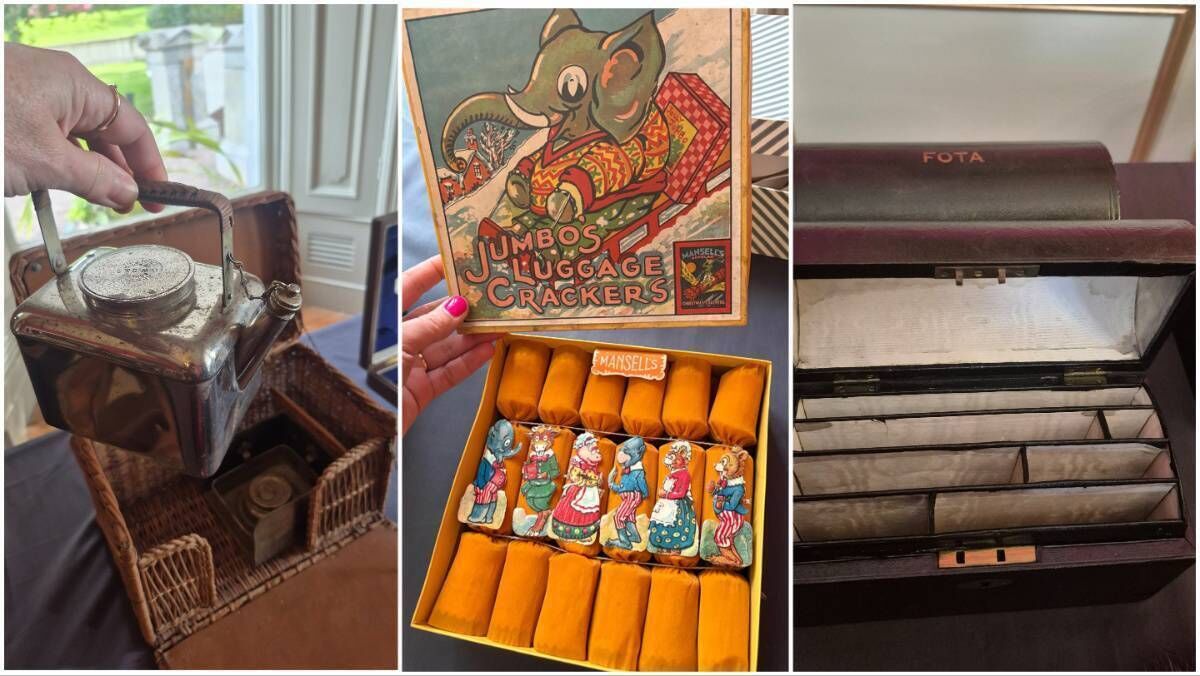 A picnic hamper and set, cracker box, and writing box feature among the collection of containers. A picnic hamper and set, cracker box, and writing box feature among the collection of containers.