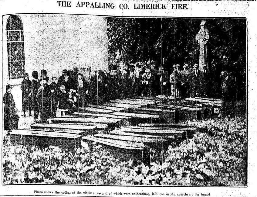A photo in the 'Examiner' from the scene of the Dromcollogher cinema fire in September 1926. Picture: Irish Newspaper Archive