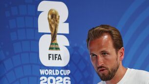 <p>England's Harry Kane at the press conference ahead of their World Cup opener with Croatia at Dallas Stadium, Texas. (Photo by Stacy Revere/Getty Images)</p>