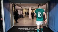 Jack Crowley leaves the pitch after the match 21/2/2026