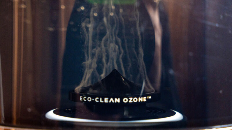 Visible bubbles in the transparent freshwater tank indicate that the integrated ozone function is actively sterilising the vacuum components. Picture: Noel Campion Visible bubbles in the transparent freshwater tank indicate that the integrated ozone function is actively sterilising the vacuum components. Picture: Noel Campion